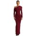 Women's Elegant Slim Fit Pleated Dress American Style Solid Color Asymmetrical Neckline For Autumn Winter_ecoleips.com