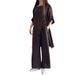 Women's Clothing Loose Irregular Five Point Sleeves Mid Length Tops Loose Wide Leg Trousers_ecoleips.com