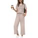Effortless Elegance: Women's Casual Knit Two-Piece Set With Short Sleeve Top And Relaxed Pants For Office & Daily Wear_ecoleips.com