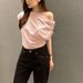 Korean Chic Women's Off-Shoulder T-Shirt Unique Irregular Design Loose Fit Solid Color Short-Sleeved Pullover Summer Top_ecoleips.com