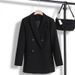 Women’s Black Blazer – Oversized Longline Casual Blazer Coat, Korean Style British-Inspired Jacket_ecoleips.com