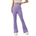 Voya 2026 Spring/Summer New Women's European And American Style High-Waisted Slimming No-Belt Slightly Flared Knit Casual Pants_ecoleips.com