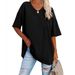 Cross-Border European And American Clothing Foreign Trade Spring Summer New Color Loose Half Sleeve V-Neck Cotton_ecoleips.com