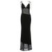 Sleeveless Mesh Panel Lace Trim Bodycon Dress - Elegant Tie-Waist Low Cut Evening Gown Flattering Bodycon Fit_ecoleips.com