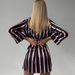 Women's Striped V-Neck Long Sleeve Blouse - Soft Silk-Like Fabric, Loose Fit Casual Shirt For Home & Outfits_ecoleips.com