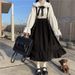 Korean Loose French Academy Style For Women, Mid-Length Student Strap Dress + Long Sleeve Shirt Set_ecoleips.com