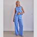 Women's Clothing Women's Striped Suit Round Neck Sleeveless Top Women's Waist Trousers Women's Suit_ecoleips.com