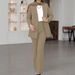 Women's Plus Size Autumn Jacket Professional Solid Color Two Piece Set With High Waisted Trousers New Style_ecoleips.com