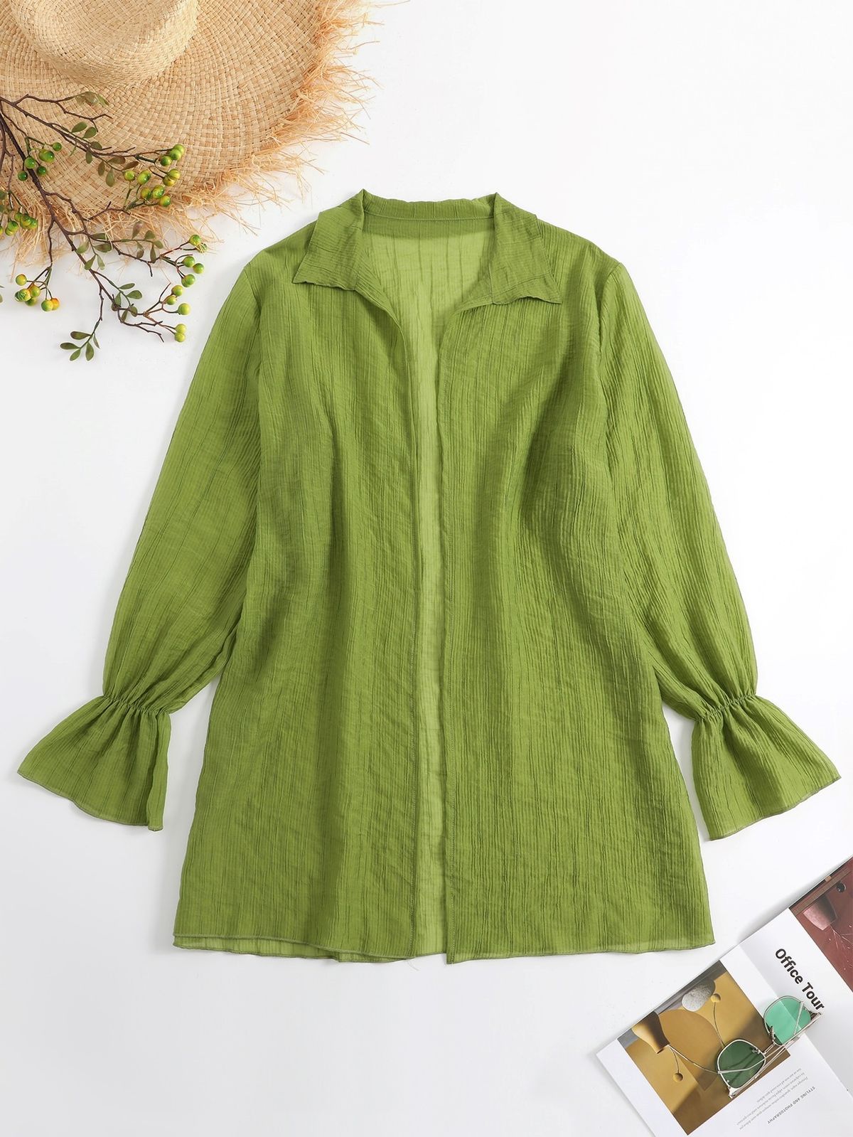 Tencel Striped Loose Beach Cardigan Women's Vacation Sun Protection Bikini Cover Up Swimsuit Outerwear Shirt Style_ecoleips.com