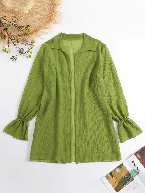 Tencel Striped Loose Beach Cardigan Women's Vacation Sun Protection Bikini Cover Up Swimsuit Outerwear Shirt Style_ecoleips.com