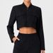 Women's Slimming Sports Jacket Stand Collar Zipper Casual Long Sleeve Striped Top For Autumn_ecoleips.com