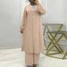 Summer New Solid Color Muslim Casual Women's Cardigan Long Sleeve Wide Leg Pants Two-Piece Set_ecoleips.com