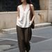 High-End Designer Women's V Neck Halter Top 100% Linen Summer Vacation Top_ecoleips.com