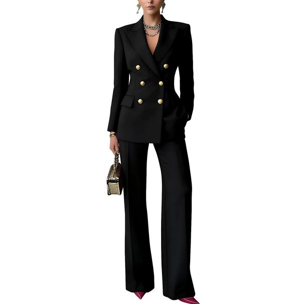 Women's Professional Blazer And Trousers Set - Solid Color Lapel Suit For Office Wear Elevate Professional Presence_ecoleips.com