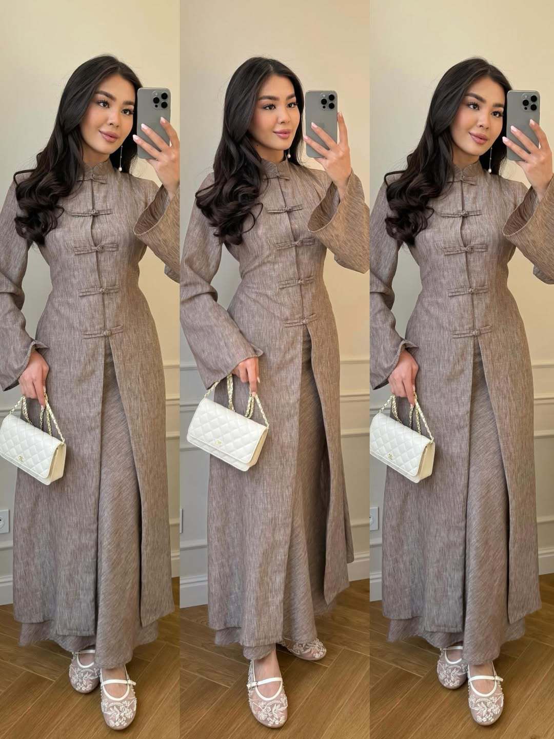 Women's Long Sleeve Fold Button Zen Style Linen Long Coat Autumn New Cross Border European American Foreign Trade Straight Long Skirt_ecoleips.com