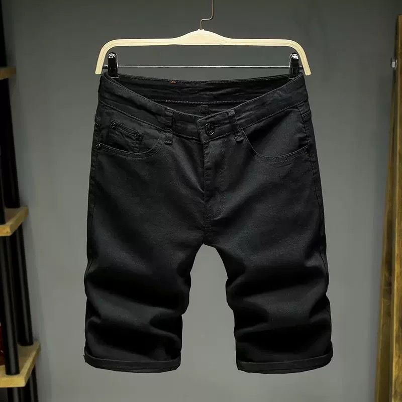 Men's Cargo Denim Shorts, Workwear Style 5-Pocket Utility Short Pants With Adjustable Belt For Casual Streetwear_ecoleips.com