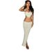 European And American 2025 Spring New Wo's Fashion Sexy Hollow Out Camisole Solid Color Bodycon Skirt Knit Set For_ecoleips.com