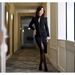 Women's Office Dress Long Sleeve Stand Collar Slim Fit Knit Dress - Spring Workwear Stretch Pencil Dress For Business Casual_ecoleips.com