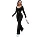 Voya Women's Pure Desire Style Versatile Fashion Set, Spring And Summer Solid Color Crop Top, High Waist Slim Fit Pants_ecoleips.com