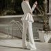 Women's Three Piece Suit Set European And American Style Cross Border Trade Autumn Lapel Tube Top High Waist Straight Lead Pants_ecoleips.com