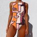 Women's Clothing abstract pattern printed swimsuit female INS style backless sexy _ecoleips.com