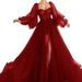 2025 Cross-Border Summer New Europea Ad America Wome's Elegat Fashio Mesh Slit Large Hem Weddig Dress Eveig_ecoleips.com