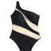 Women's One Piece Swimsuit European American Style Sexy One Shoulder Solid Color Patchwork Fashionable_ecoleips.com