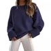 Oversized Crewneck Sweater – Trendy Streetwear Knit Top For Women (10 Colors, S-XL, Soft Acrylic-Polyester Blend, Relaxed Fit)_ecoleips.com