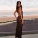 French Rhinestone Camisole Spicy Girl Wrapped Hip High-End Light Luxury Evening Dress, Party Backless Long Dress_ecoleips.com