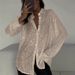 2026 Spring Summer New European And American Style Sequin Top Turn-down Collar Long Sleeve Cardigan Basic Cross-border_ecoleips.com