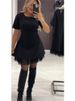 Elegant Casual Dress Spring Summer New Style Hot Rhinestone Hem Mesh Solid Fashion Dress For Women Short Sleeve Holiday Dress_ecoleips.com