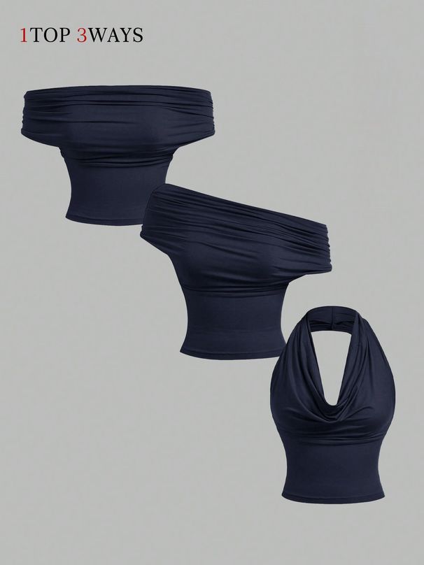 Spring/Summer Women's Halter Neck Tank Top With Pockets Fashionable Sexy Versatile Polyester Vest_ecoleips.com