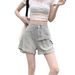 Retro Denim For Women, Summer 2025 New Style, Trendy Design, High-waisted, Slimming, Straight A-line Shorts_ecoleips.com