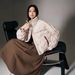 Stylish Women's Short Down Jacket With Stand Collar, Lightweight Warm Winter Coat, Street Fashion Outerwear For Petite & Casual Wear_ecoleips.com