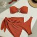 Women's Clothing New Bikini Solid Color Swimsuit Three Piece Tube Top Beach Skirt_ecoleips.com