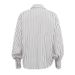 K Uniquely Designed Lace Up Printed Striped Shirt For Women, Featuring A New Style Of Lapel, Long Sleeved Cardigan, And Versatile Top_ecoleips.com