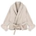 French-Inspired Belted Wool Coat With Faux Fur Cuffs – Elegant Trench Coat For Women (S-XXL, Grey/Beige)_ecoleips.com