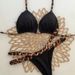 Brazilian Sexy Women's Halter Neck Bikini Triangle Cup Swimwear Studded Shorts Solid Color Tie Up New Style Beachwear_ecoleips.com