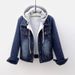 Women's Slim Fit Hooded Denim Jacket Long Sleeved Japanese Korean Style Spring Autumn Top For Students_ecoleips.com