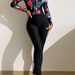 Muslim Swimsuit Sexy One-Piece Swimsuit Women's Long Sleeve Conservative Pants Color Block Swimwear Polyester Fabric With Chest Pad No Steel Ring_ecoleips.com
