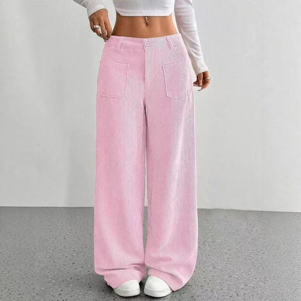 Corduroy High-Waisted Wide-Leg Pants For Women – Relaxed Fall/Winter Trousers With Front & Back Pockets (S-XXL)_ecoleips.com