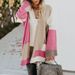 Women's Clothing Autumn And Winter Sweater Large Size Loose Geometric Colorblocking Sweater Cardigan_ecoleips.com
