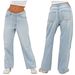 Women's Clothing Women's Jeans Loose Casual Light Colored Washed Trousers_ecoleips.com