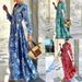 Summer Loose Boho Maxi Beach Dress Sexy Turn-down Collar Button Long Shirt Dress Women Spring Floral Print Pleated Party Dresses_ecoleips.com
