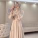 Women's Clothing Dubai-Inspired Party Dress With Corset Tie – Elegant Princess Sleeves, 3D Floral Appliqué, A-Line Swing Skirt (White/Dark Brown)_ecoleips.com
