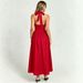 Voya French-style Vintage Halter-neck Tie Women, Backless, Waist-cinching, With Large Hem And Slit, Red, Suitable For A_ecoleips.com