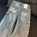 Women's Clothing Plus Size American Style Light Wash Jeans For Women - Loose Wide-Leg Palazzo Pants With Sickle Hem & Letter Print (Blue, S-XXXXL)_ecoleips.com