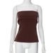 D24TP162 Women's Summer New Solid Color Casual Lapel, Bra, Back, Slim Fit, Split T-shirt Top_ecoleips.com