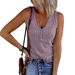 2022 Summer New European And American Cross-Border Women's Fashion Buttoned Knit Vest Solid Color V-Neck_ecoleips.com