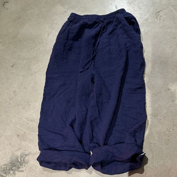 Suitable For All Seasons 24/3 SN29 Spring Loose Literary Casual Solid Color Linen Drawstring Waist Wide-leg Pants_ecoleips.com